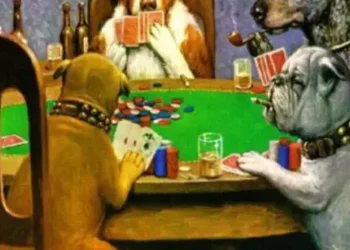 Dogs Playing Poker Green Visor